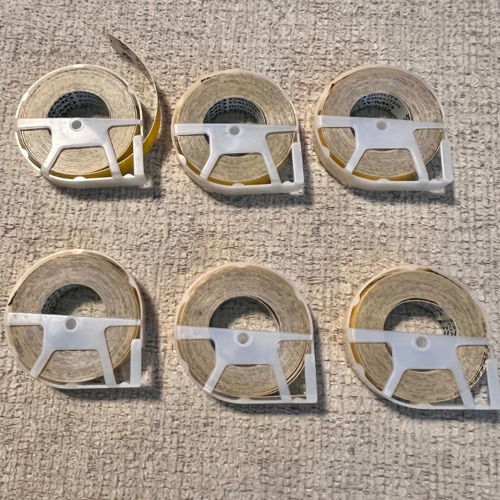 Lot of 6 Vintage Dymo Esselte Embossing Tape Yellow Rolls for Label Maker